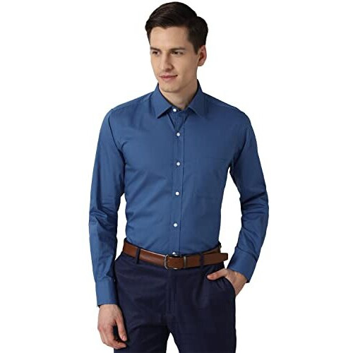Peter England Men Navy Full Sleeves Formal Shirt