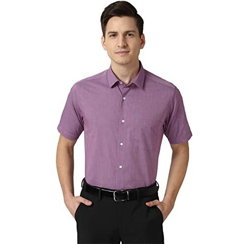 Peter England Men's Solid Regular Shirt (Peshonub892636_Purple 38)