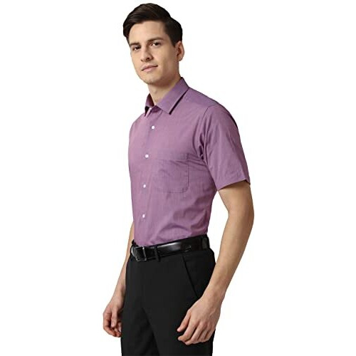 Peter England Men's Solid Regular Shirt (Peshonub892636_Purple 38)