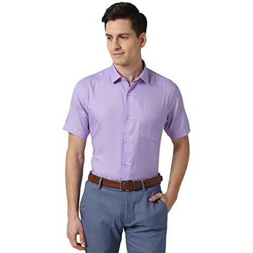 Peter England Men Purple Half Sleeves Formal Shirt