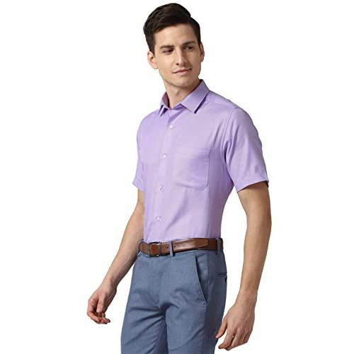 Peter England Men Purple Half Sleeves Formal Shirt