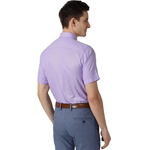 Peter England Men Purple Half Sleeves Formal Shirt