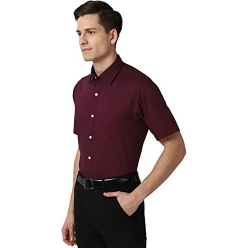 Peter England Men's Solid Regular Shirt (Peshonubo50632_Maroon46 44)