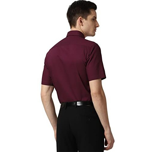 Peter England Men's Solid Regular Shirt (Peshonubo50632_Maroon46 44)