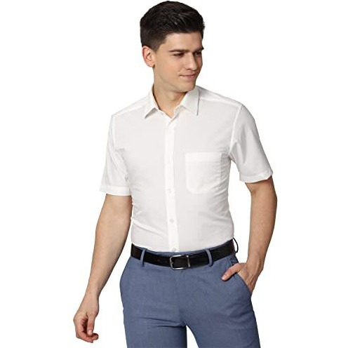 Peter England Men White Half Sleeves Formal Shirt