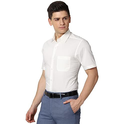 Peter England Men White Half Sleeves Formal Shirt