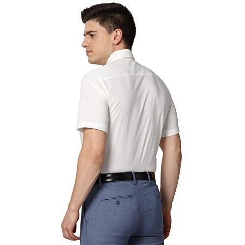 Peter England Men White Half Sleeves Formal Shirt