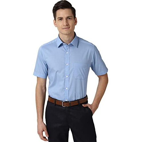 Peter England Men Blue Half Sleeves Formal Shirt