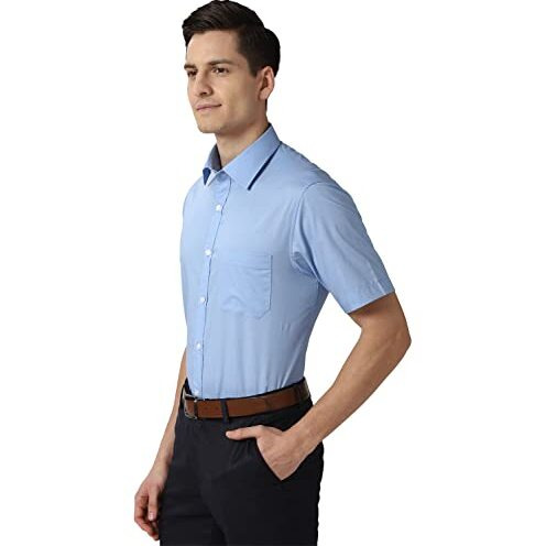 Peter England Men Blue Half Sleeves Formal Shirt