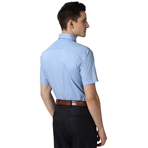 Peter England Men Blue Half Sleeves Formal Shirt