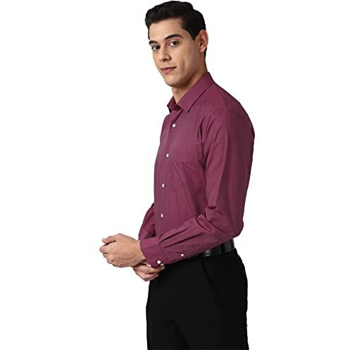 Peter England Men's Solid Regular Shirt (Pesfonub623009_Maroon 40)