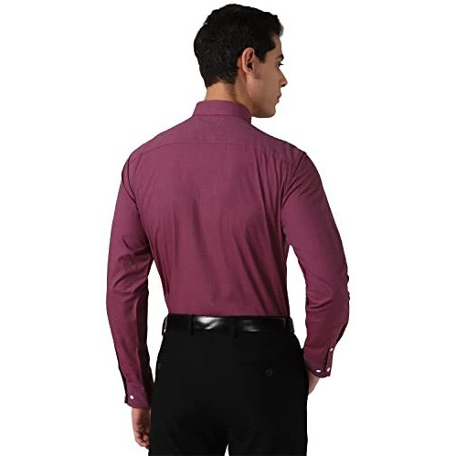 Peter England Men's Solid Regular Shirt (Pesfonub623009_Maroon 40)