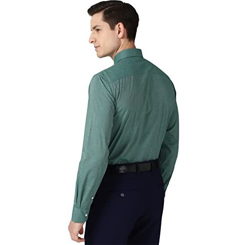 Peter England Men's Solid Regular Shirt (Pesfonubj22893_Green 39)
