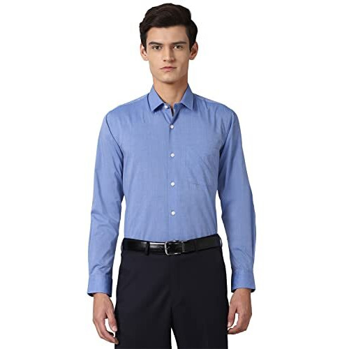 Peter England Men's Solid Regular Fit Shirt (Pesfonuby39557_Medium Blue 40)