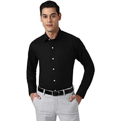 Peter England Men's Regular Shirt (Pesfonubv35902_Black 40)