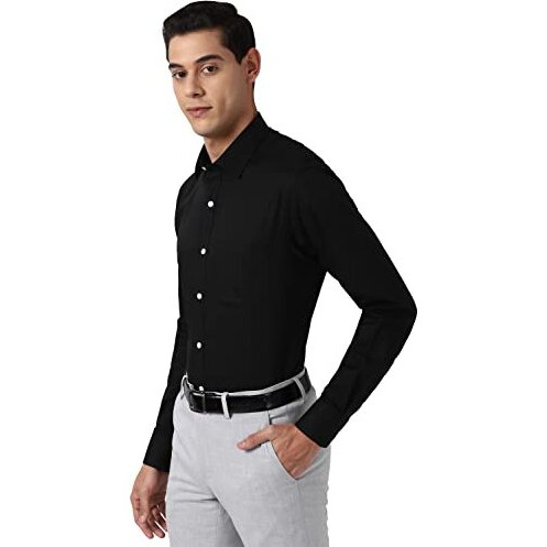 Peter England Men's Regular Shirt (Pesfonubv35902_Black 40)