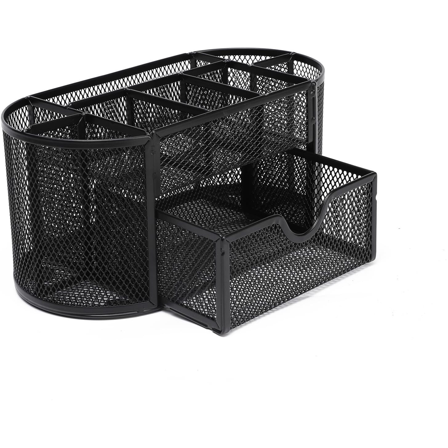 Neomate Metal Mesh Desk Organizer | Durable Office Supplies Caddy with Drawer for Home & Office | Desktop Organizer & Dcor | Black