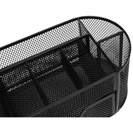 Neomate Metal Mesh Desk Organizer | Durable Office Supplies Caddy with Drawer for Home & Office | Desktop Organizer & Dcor | Black