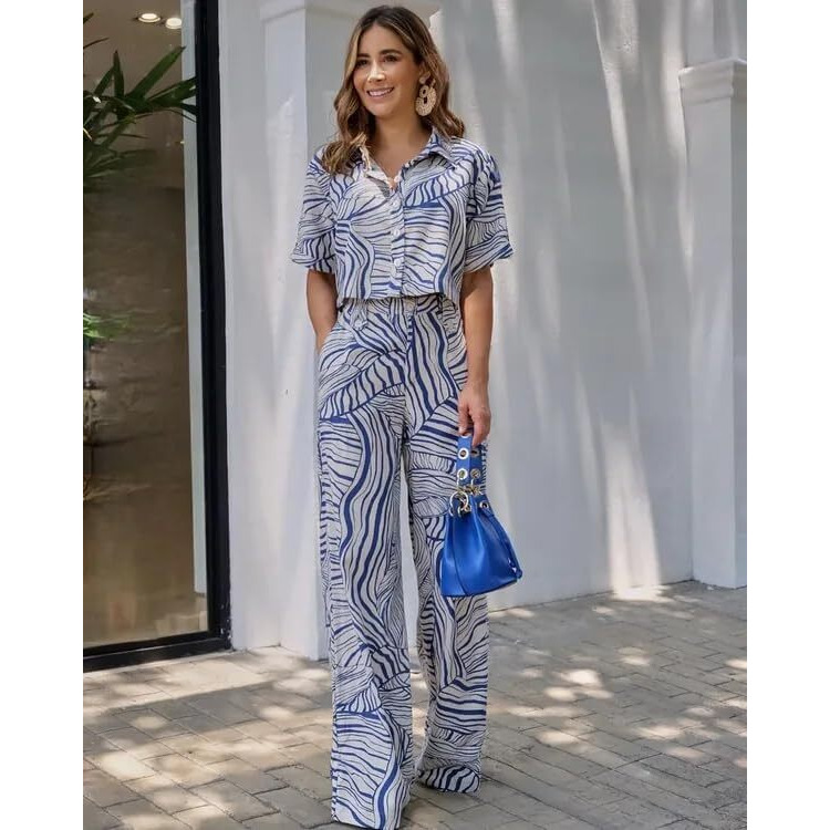 Leriya Fashion Women's Rayon Geometric Regular Dress (LF-W1872&TR920_Blue_XL)