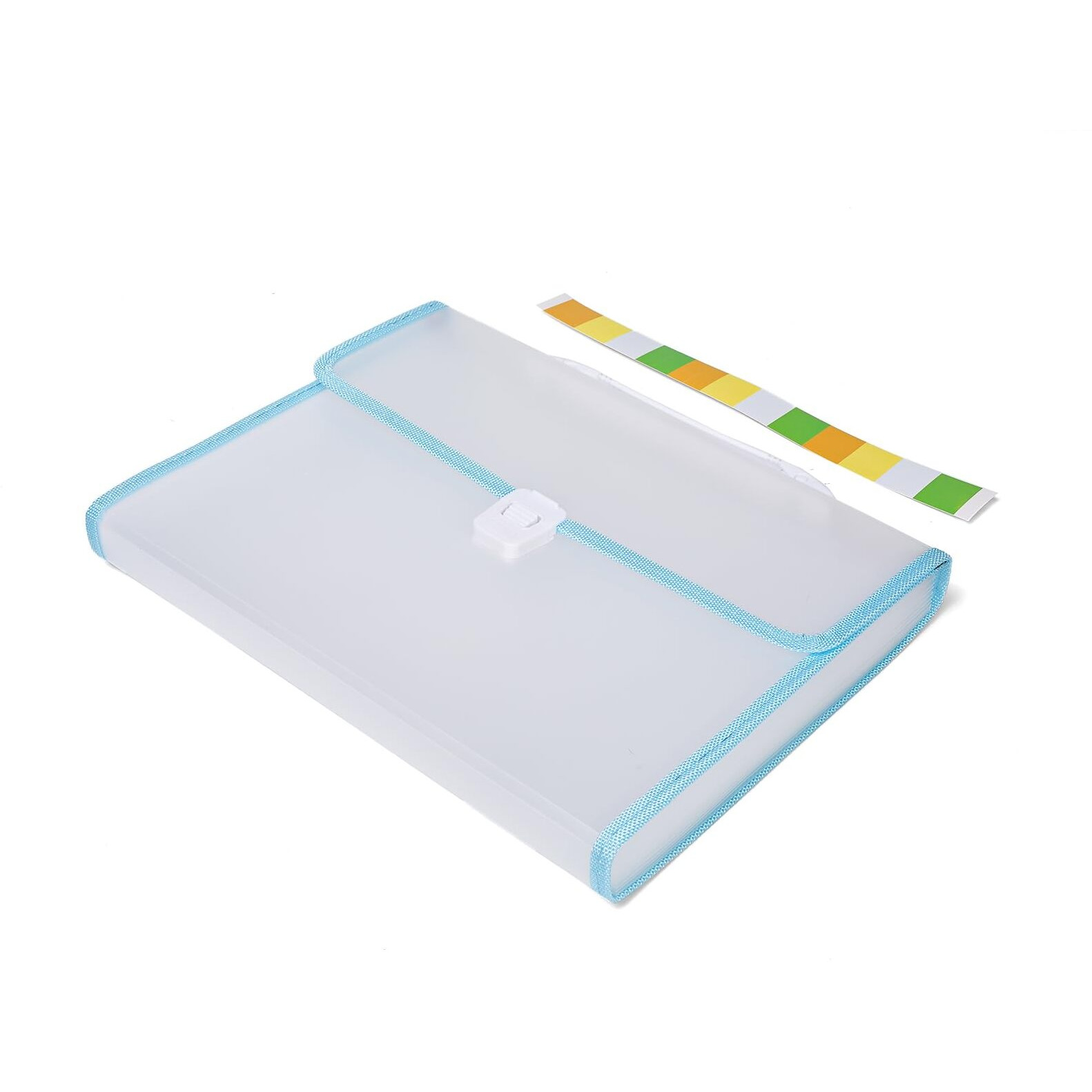 Neomate Expanding File Folder with Handle | 13-Pocket A4/FS Size Document and Certificate Organizer | Transparent Accordion Folder | Blue