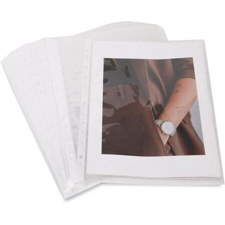 Neomate Heavy Duty 100 Micron Document Sleeves | 50 Pcs A4 Transparent Sheet Protectors with 11-Hole Punched for Ring Files | Waterproof Clear Sleeves for Certificates & Documents