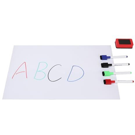 Neomate Magnetic Dry Erase White Board Sheet | Includes 4 Marker Pens, 1 Eraser | 43x28 cm | Daily Planner, Reminders, Self-Care Notes for Kids & Adults