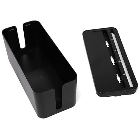 Neomate Cable Management Box | Cord Organizer for Power Strips, Surge Protectors, Extension Boards, and Routers | Child-Safe TV Cord Box for Home, Office, and Desktop Use | Black