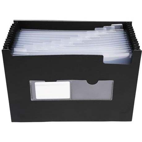 Neomate Expanding File Folder | 13 Pockets, Letter Size Accordion Organizer | Durable Document Storage for Home, School, and Office Use (Black)