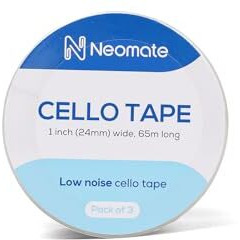 Neomate Low Noise Cello Tape | 1 Inch (24mm x 65m), Transparent | Set of 3 | Multipurpose Adhesive Tape for Office, Home, and Craft Projects