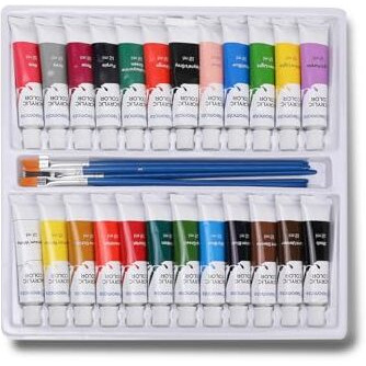 Neomate Acrylic Color Paint Set|24 x 12ml Aluminum Tubes|Vibrant Acrylic Colors for Artists & Hobbyists|Ideal for Painting on Canvas, Paper, Wood, Multicolor