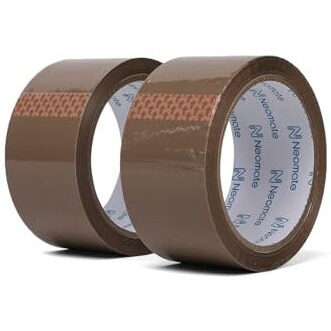 Neomate Low Noise Brown BOPP Packaging Tape | 48mm x 50m, Pack of 2 |Heavy-Duty Durable Tan Tape for Packaging, DIY