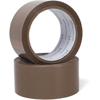 Neomate Low Noise Brown BOPP Packaging Tape | 48mm x 50m, Pack of 2 |Heavy-Duty Durable Tan Tape for Packaging, DIY