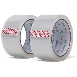 Neomate Low Noise Clear BOPP Packaging Tape | 48mm x 50m, Pack of 2 | Heavy-Duty Transparent Tape for Packaging, Decorating, DIY Projects