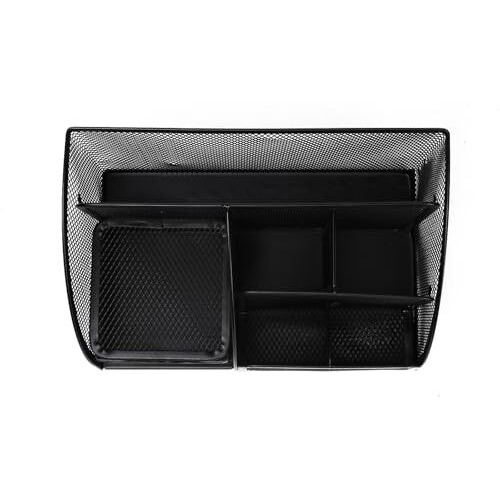 Neomate Metal Mesh Pen and Pencil Organizer | 6-Compartment Stationery Storage Box for Home & Office Accessories