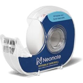 Neomate Magic Tape with Refillable Dispenser | 1.9cm x 25.4m | Invisible, Writable, Hand-Tearable for School, Home, and Office Use