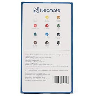 Neomate Acrylic Color Paint Set | 12 x 12ml Aluminum Tubes | Vibrant Acrylic Colors for Artists & Hobbyists | Ideal for Painting on Canvas, Paper, Wood
