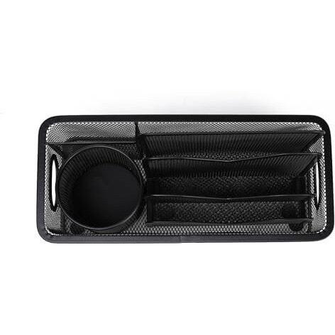 Neomate 3-Piece Metal Mesh Desk Organizer Set | Includes Letter/Document Holder, Pen Holder, and Multi-Purpose Storage Tray | Durable Stationery Storage for Home & Office | Black