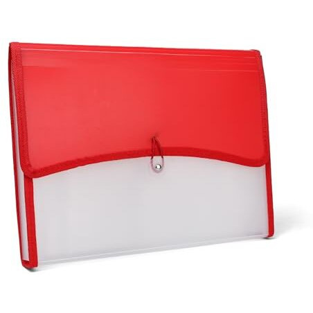 Neomate 13-Pocket Expanding File Organizer | Durable Accordion Folder for Documents, Certificates, and Office Use | Red