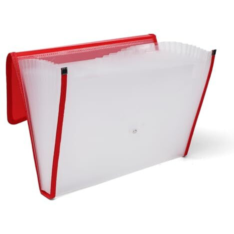 Neomate 13-Pocket Expanding File Organizer | Durable Accordion Folder for Documents, Certificates, and Office Use | Red