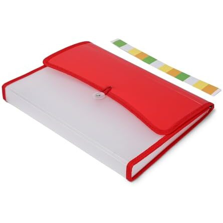 Neomate 13-Pocket Expanding File Organizer | Durable Accordion Folder for Documents, Certificates, and Office Use | Red