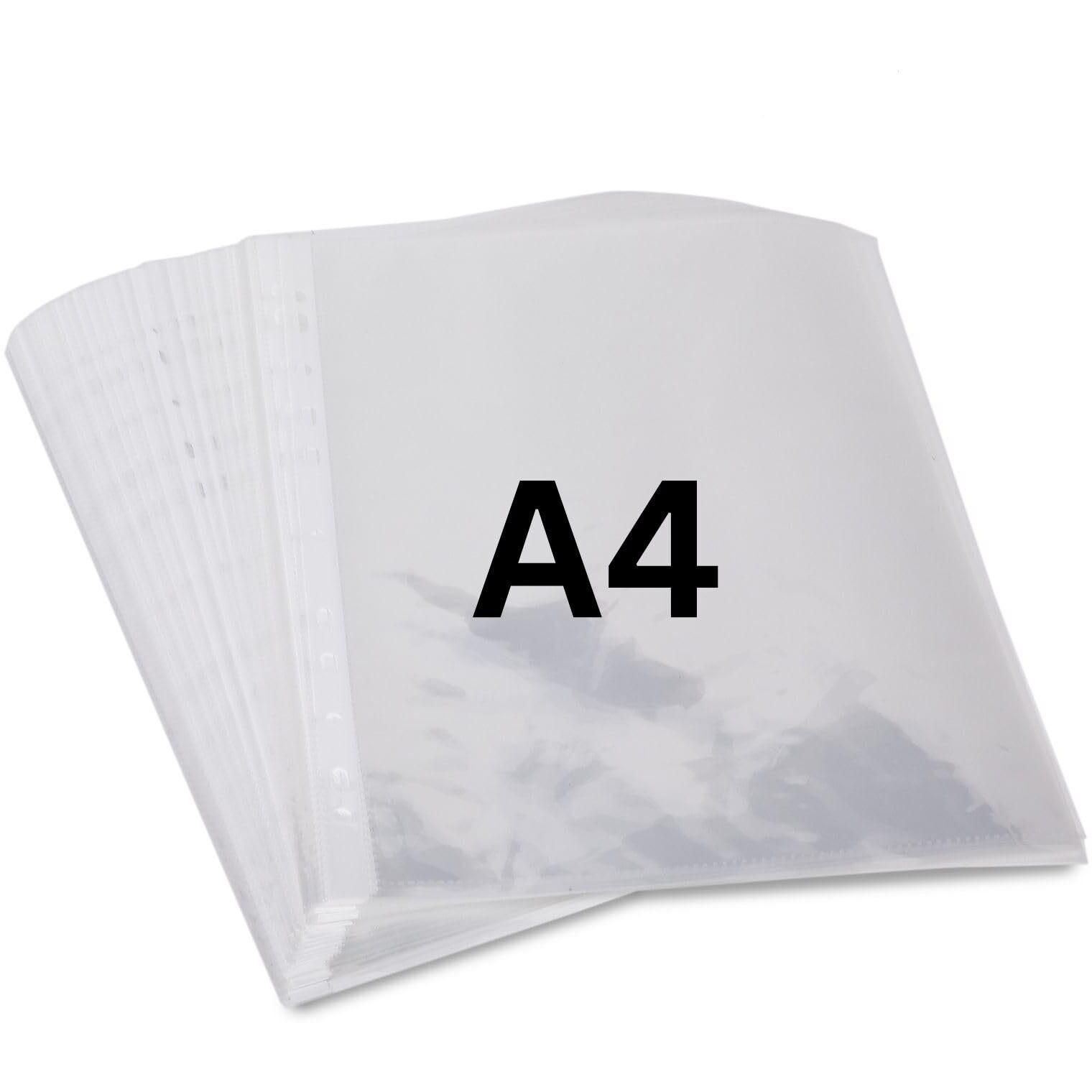 Neomate 60 Micron Document Sleeves | 50 Pcs A4 Transparent Sheet Protectors with 11-Hole Punched for Ring Files | Waterproof Clear Sleeves for Certificates & Documents