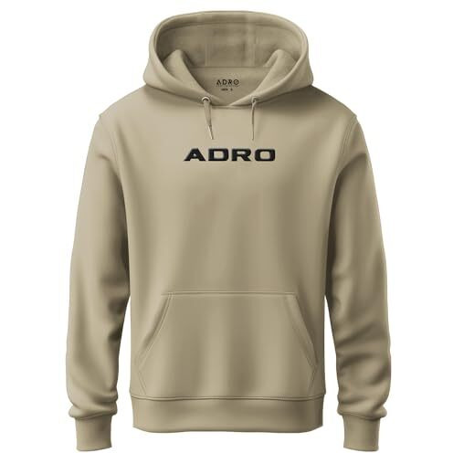 ADRO Mens Hoodies with Hail The Dragon Puff Backside Printed, 100% Cotton 340GSM. (H23-M-DRA-BE_Beige_S)