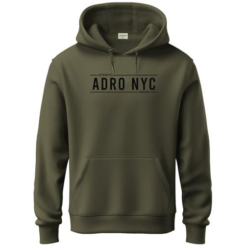 ADRO Hoodies for Men | Printed Regular Fit Hoodie for Men | Cotton Hoodie | Mens Hoodies | Sweatshirt for Men | Hooded Hoodie|H24-ADRO-OL-Small Olive