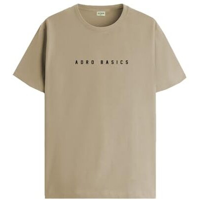 ADRO Men's Solid Regular Fit T-Shirt (RN24-AR2-BE_Beige