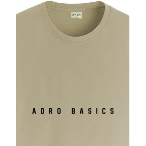 ADRO Men's Solid Regular Fit T-Shirt (RN24-AR2-BE_Beige