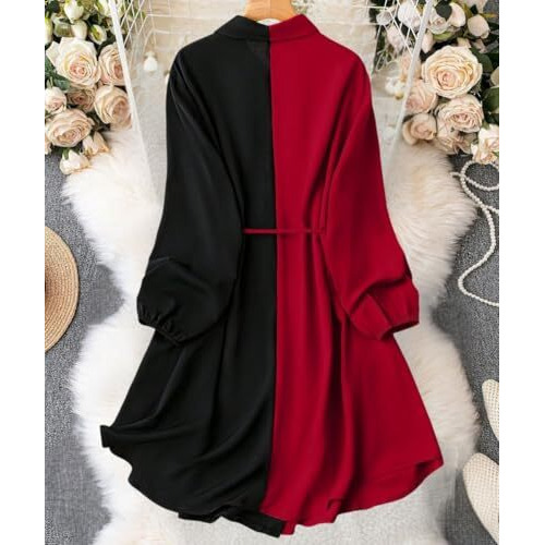 Leriya Fashion Midi Dress for Women| One Piece Dress for Women| Beach Dress for Women| Birthday Dress for Women (Small, Red)