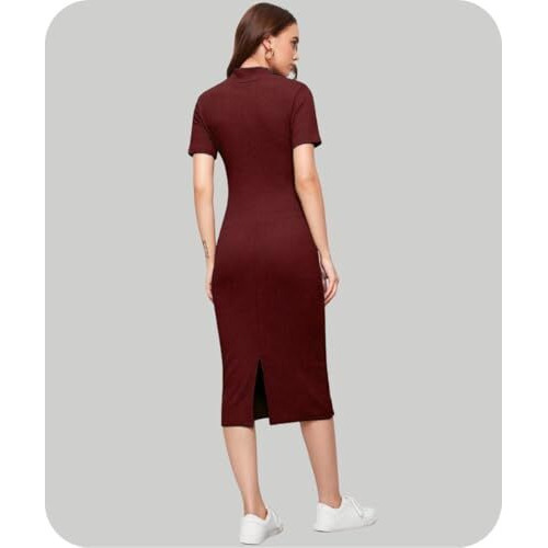 Leriya Fashion One-Piece Dress for Women Bodycon Long | Birthday Dress for Women (X-Large, Burgundy)