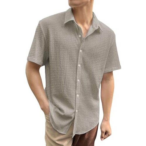 Leriya Fashion Textured Shirts for Men | Casual Regular Fit Shirt for Men | Shirt for Men| Men Stylish Shirt | Men Fancy Shirt | Men Half Sleeve Shirt | Plain Shirts for Men (Medium, Beige)