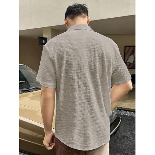 Leriya Fashion Textured Shirts for Men | Casual Regular Fit Shirt for Men | Shirt for Men| Men Stylish Shirt | Men Fancy Shirt | Men Half Sleeve Shirt | Plain Shirts for Men (Medium, Beige)