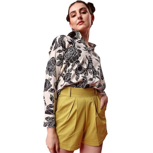 Leriya Fashion Tops for Women || Shirt for Women || Classic Style Every Occasional Shirt for Women || Top for Women || Printed Full Sleeve Shirt for Women || Stripped Pattern Tops (Small, Grey)